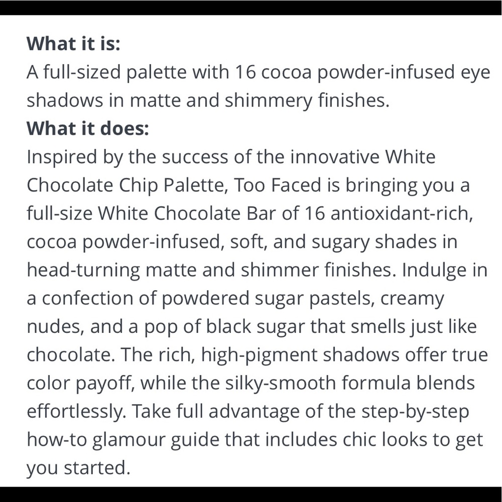 🆕 Too Faced White Chocolate Bar Eyeshadow Palette - Picture 7 of 8